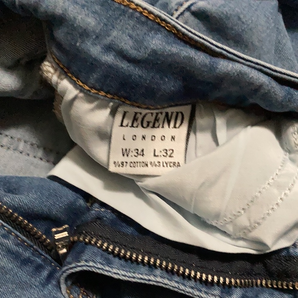 Legend London - Men's Spray-On Ripped Stone Washed Jeans (34x32) - Picture 4 of 7